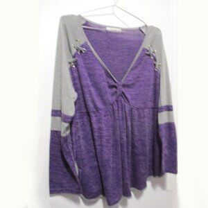 💜 Rosegal Purple & Gray Lace-Up Top – Size 5X